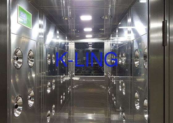 পণ্যদ্রব্যের জন্য PLC কন্ট্রোল এবং স্টেইনলেস স্টিল SUS304 নির্মাণ সহ ক্লাস 100 ক্লিনরুম এয়ার শাওয়ার