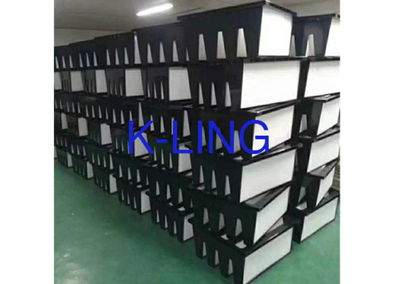 ধুলো ক্ষমতা গ্লাস ফাইবার ভি ব্যাংক এয়ার ফিল্টার F7-F9 গ্রেড 80.C তাপমাত্রা অ্যাপ্লিকেশন জন্য