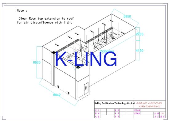 50mm Thickness Modular Cleanroom with Noise Level Less Than 65 DB and PVC or Aluminum Alloy Floor Material for Laboratory Environments